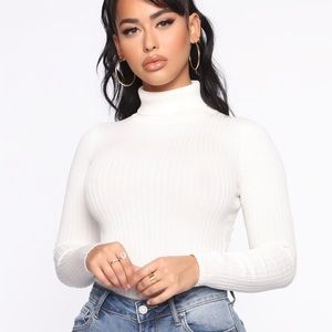 Make My Life Complete Sweater Bodysuit - White